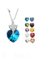 thumb 925 Sterling Silver Austrian Crystal Heart Classic Necklace 0