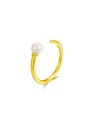 thumb Pure silver 18k-gold synthetic Pearl free size Ring 0