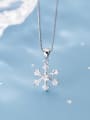 thumb 925 Sterling Silver Snowflake Diamond Pendant  (no chain) 1