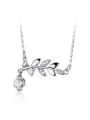 thumb 925 Sterling Silver Cubic Zirconia   Minimalist Leaf Necklace 1