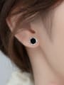 thumb 925 Sterling Silver Round Hip Hop Stud Earring 1