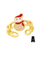 thumb Brass Enamel Cubic Zirconia Icon snowman Trend Band Ring 2