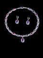 thumb Brass Cubic Zirconia Luxury Oval  Earring and Necklace Set 0