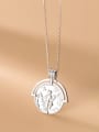 thumb 925 Sterling Silver Retro glossy English round portrait silver medal Necklace 1