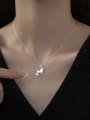 thumb 925 Sterling Silver Cubic Zirconia Cat Minimalist Necklace 1