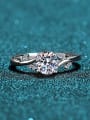 thumb Sterling Silver Moissanite Round Dainty Solitaire Engagement Rings 0