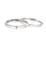 thumb 925 Sterling Silver Rhinestone Round Minimalist Couple Ring 0
