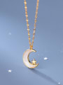 thumb 925 Sterling Silver Shell Moon Minimalist Pendant Necklace 1
