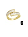 thumb Brass Cubic Zirconia Geometric Hip Hop Stackable Ring 4