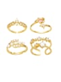 thumb Brass Imitation Pearl Heart Vintage Stackable Ring 0
