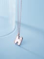 thumb 925 Sterling Silver  Minimalist  Shells Letter H pendant Necklace 2
