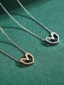 thumb 925 Sterling Silver Minimalist Hollow Heart Pendant Necklace 3