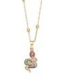 thumb Brass Cubic Zirconia Snake Vintage Necklace 1