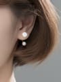 thumb 925 Sterling Silver Imitation Pearl Geometric Minimalist Hook Earring 1