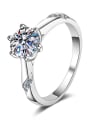 thumb Sterling Silver Moissanite  Dainty Round Solitaire Engagement Rings 4