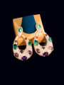 thumb Brass Cubic Zirconia Water Drop Luxury Cluster Earring 2