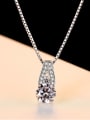 thumb 925 sterling silver simple geometry Cubic Zirconia Pendant Necklace 1