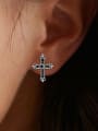 thumb 925 Sterling Silver Cubic Zirconia Cross Minimalist Stud Earring 1