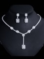 thumb Brass Cubic Zirconia Luxury Geometric  Earring and Necklace Set 0