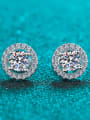 thumb Sterling Silver Moissanite Round Dainty Stud Earring 2