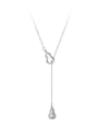 thumb 925 Sterling Silver Cubic Zirconia Tassel Minimalist Hollow Gourd Lariat Necklace 4