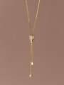 thumb 925 Sterling Silver Cubic Zirconia Tassel Minimalist Tassel Necklace 0