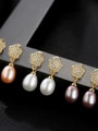 thumb 925 Sterling Silver Cubic Zirconia  Geometric Freshwater Pearls   Earring 3