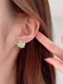 thumb Brass Cubic Zirconia Clover Minimalist Earring 1