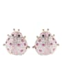 thumb Brass Cubic Zirconia Insect Cute Stud Earring 3