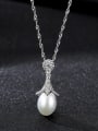 thumb 925 Sterling Silver Simple fashion Freshwater Pearl pendant  Necklace 2
