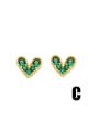 thumb Brass Cubic Zirconia Heart Cute Stud Earring 3