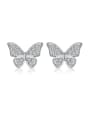 thumb 925 Sterling Silver Cubic Zirconia Butterfly Minimalist Stud Earring 2