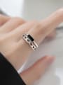 thumb 925 Sterling Silver Acrylic Geometric Vintage Stackable Ring 1
