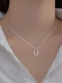 thumb 925 Sterling Silver Geometric Minimalist Beaded Chain Necklace 1