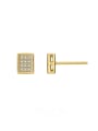 thumb Brass Cubic Zirconia Square Minimalist Stud Earring 0