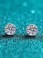 thumb Sterling Silver Moissanite Round Dainty Stud Earring 0