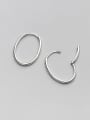 thumb 925 Sterling Silver Line Geometric Minimalist Hoop Earring 0