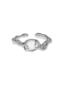 thumb 925 Sterling Silver Glass Stone Irregular Vintage Band Ring 3