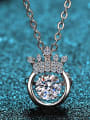 thumb Sterling Silver 0.5 CT Moissanite Crown Dainty  Pendant Necklace 0