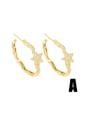 thumb Brass Cubic Zirconia Star Vintage Hoop Earring 0