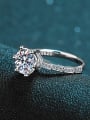 thumb Sterling Silver Moissanite White Round Engagement Rings 2