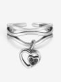 thumb 925 Sterling Silver Rhinestone Heart Vintage Stackable Ring 0