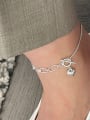 thumb 925 Sterling Silver Heart Minimalist Asymmetric chain  Anklet 1