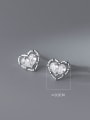 thumb 925 Sterling Silver Cubic Zirconia Heart Dainty Stud Earring 3