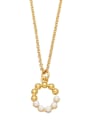 thumb Brass Imitation Pearl Letter Minimalist Necklace 3
