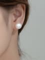 thumb 925 Sterling Silver Round  bead Minimalist Stud Earring 1