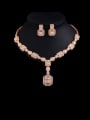 thumb Brass Cubic Zirconia  Luxury Geometric Earring and Necklace Set 1