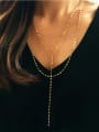 thumb 925 Sterling Silver Tassel Minimalist Double Lip Chain Beaded Necklace 1