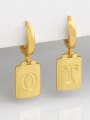 thumb Brass  Minimalist Simple Square Glossy 26 Letter Huggie Earring(single) 0