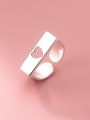thumb 925 Sterling Silver Geometric Minimalist Hollow Heart Band Ring 0